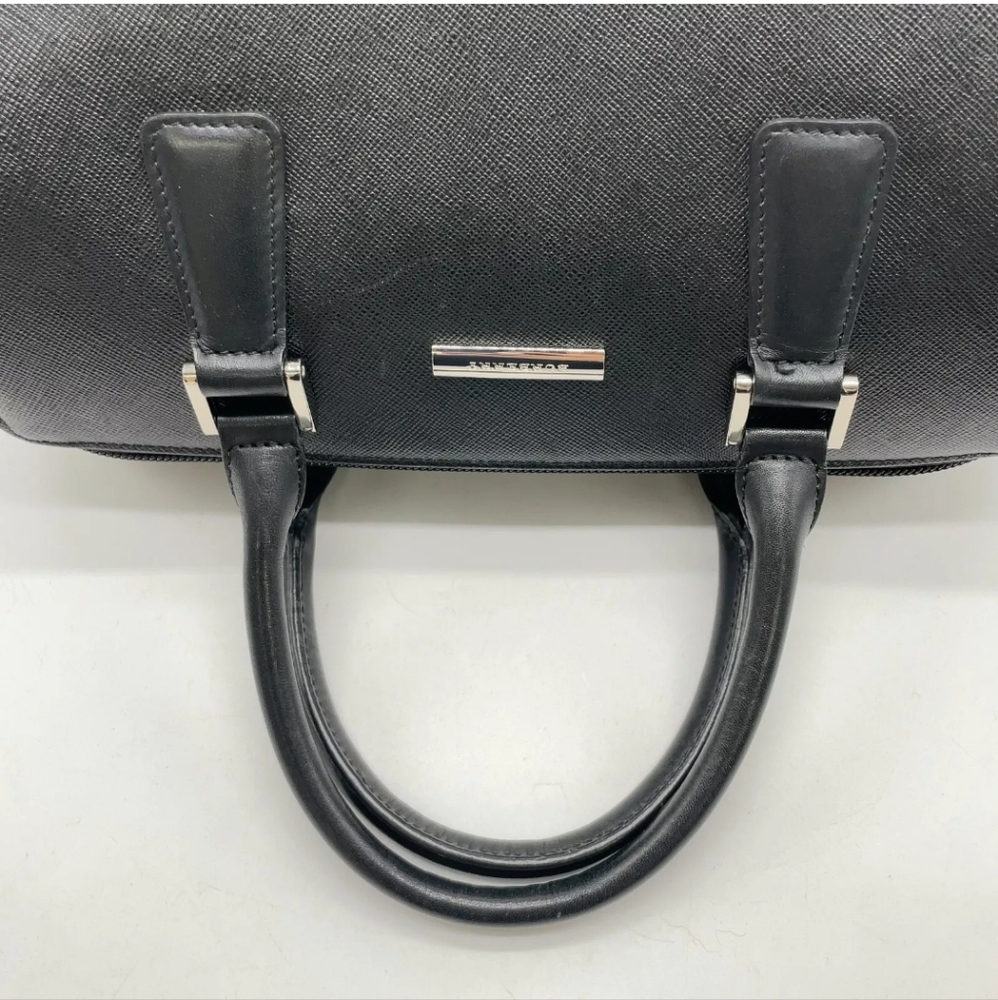 Auth Burberry Leather Black Nova Check Pattern Tubular Bag - Picture 6 of 16